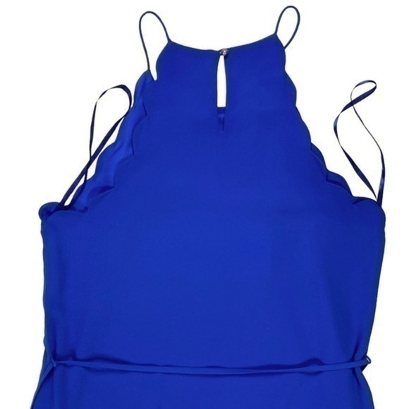 Lost April Slip Dress Womens Size Small Royal Blue Sleeveless Belted Lined Mini - Picture 8 of 15